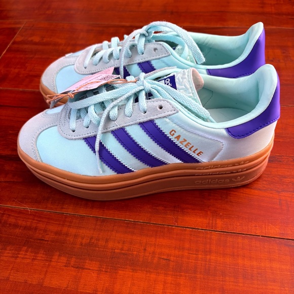 adidas Shoes - Adidas Gazelle Women's Sneakers - Light Blue & Purple with Tan Sole (w/out box)
